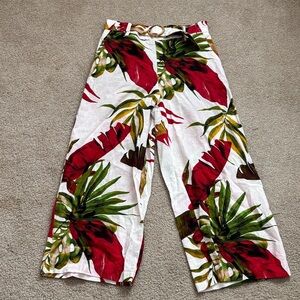 Maison d’ Amelie Linen Blend Tropical Print Wide-Leg Pants size XS